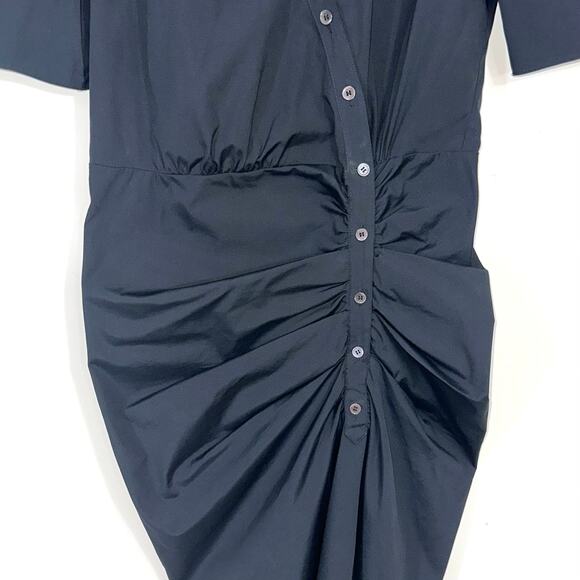 SOLD 💕Veronica Beard Atia Black Ruched Cotton Button Front Dress Size 8 - Picture 5 of 13